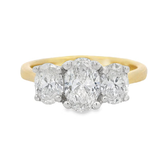 0.70ct F VS2 Oval Cut Three Stone Diamond  Engagement Ring in 18ct Yellow Gold