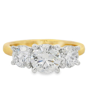 1.08ct Three Stone Brilliant Cut Lab Grown Diamond Ring in 18ct Yellow Gold
