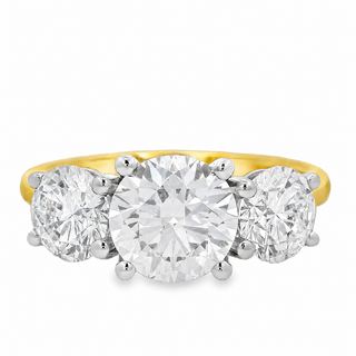 1.56ct Three Stone Brilliant Cut Lab Grown Diamond Ring in 18ct Yellow Gold