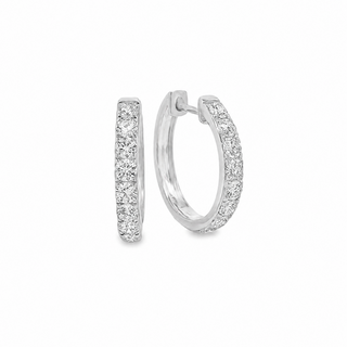1.00ct Round Diamond Hoop Earrings in 14ct White Gold