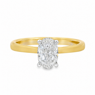 0.70ct F VS2 Oval Cut Solitaire Diamond Engagement Ring in 18ct Yellow Gold