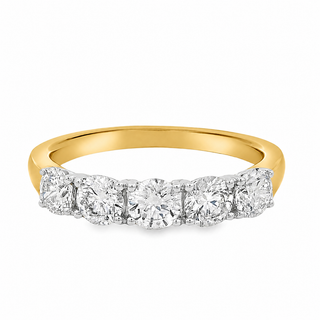 1.00ct Five Stone Round Brilliant Cut Diamond Eternity Ring in 18ct Yellow Gold