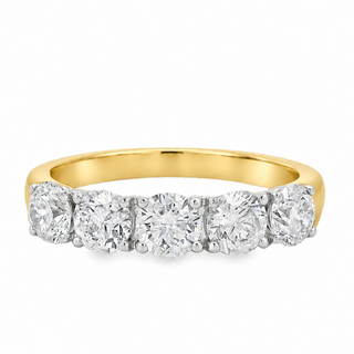 1.25ct Five Stone Round Brilliant Cut Diamond Eternity Ring in 18ct Yellow Gold