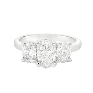 0.70ct F VS2 Oval Cut Three Stone Diamond Engagement Ring in Platinum