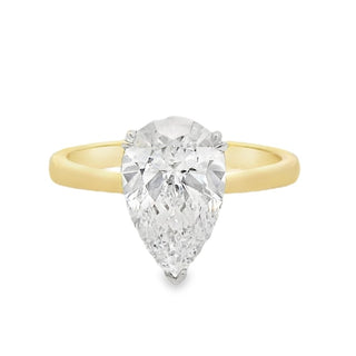 2.05ct Pear Cut Solitaire Lab Grown Diamond Ring in 18ct Yellow Gold