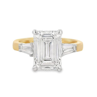 3.10ct Emerald Cut Solitaire Lab Grown Diamond Ring in 18ct Yellow Gold