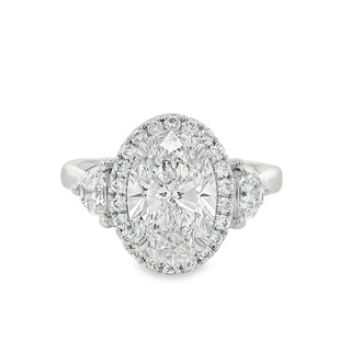 2.08ct Oval Cut Halo Lab Grown Diamond Ring in Platinum