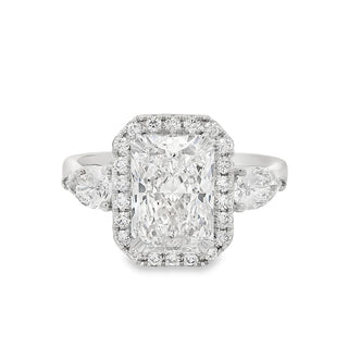 2.09ct Radiant Cut Halo Lab Grown Diamond Ring in Platinum