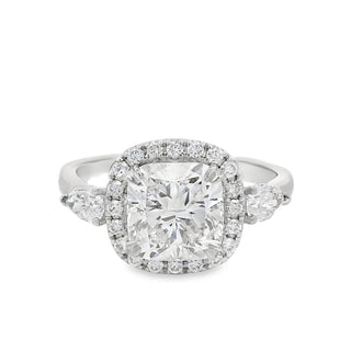 2.02ct Cushion Cut Halo Lab Grown Diamond Ring in Platinum