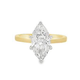 2.09ct Marquise Cut Solitaire Lab Grown Diamond Ring in 18ct Yellow Gold