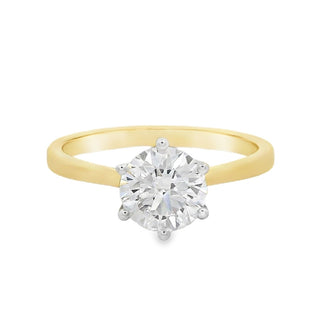 1.07ct Six Claw Brilliant Cut Solitaire Lab Grown Diamond Ring in 18ct Yellow Gold
