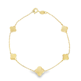 9ct Yellow Gold Five Clover Bracelet