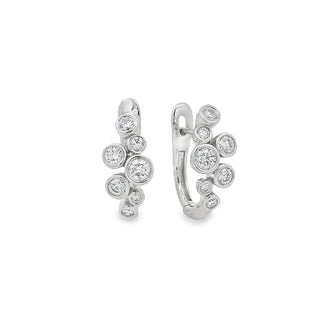 0.69ct Bezel Set Diamond Cluster Hoop Earrings in 18ct White Gold
