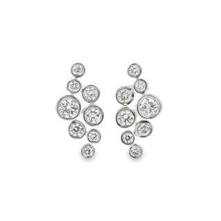 0.67ct Bezel Set Diamond Cluster Drop Earrings in 18ct White Gold