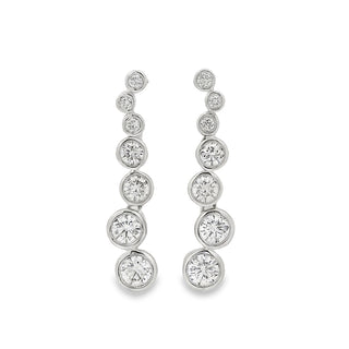 0.67ct Bezel Set Graduated Diamond Drop Earrings in 18ct White Gold