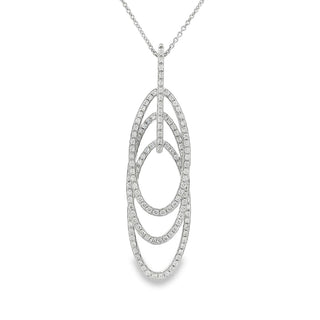 0.73ct Fancy Triple Oval Shaped Diamond Drop Pendant in 18ct White Gold on 9ct White Gold Trace Chain