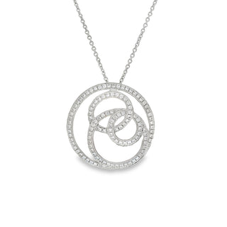 0.43ct Diamond Open Circle Pendant in 18ct White Gold on 9ct White Gold Trace Chain