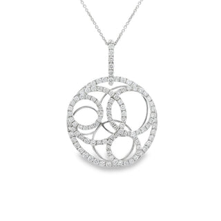 2.38ct Large Open Circle Diamond Pendant in 18ct White Gold on 9ct White Gold Trace Chain