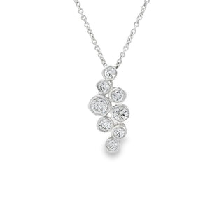 0.49ct Bezel Set Multi Diamond Cluster Drop Pendant in 18ct White Gold on 9ct White Gold Trace Chain