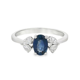 Sapphire and Diamond Fancy Cluster Dress Ring in 18ct White Gold