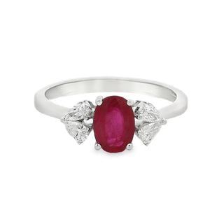 Ruby and Diamond Fancy Cluster Dress Ring in 18ct White Gold