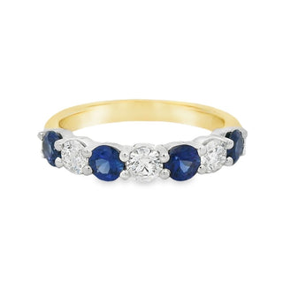 Sapphire and Diamond Seven Stone Ring in 18ct Yellow Gold