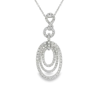 0.93ct Triple Oval Diamond Set Pendant in 18ct White Gold on 9ct White Gold Trace Chain