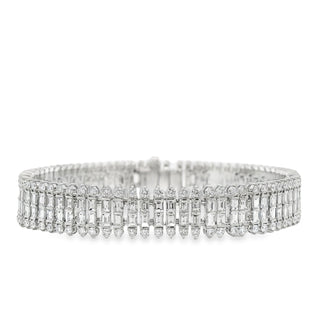 9.37ct Baguette and Brilliant Cut Fancy Diamond Bracelet in 18ct White Gold