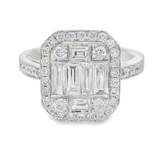 1.36ct Fancy Diamond Cluster Dress Ring in Platinum