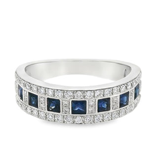 Sapphire and Diamond Fancy Dress Ring in 18ct White Gold