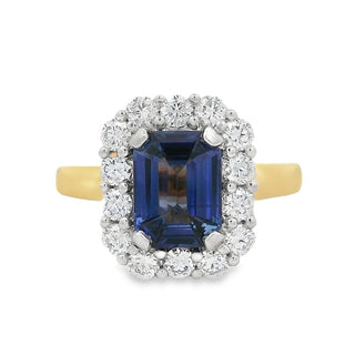 Sapphire and Diamond Cluster Ring in 18ct Yellow Gold