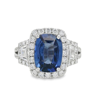 Sapphire and Diamond Fancy Cluster Ring in 18ct White Gold