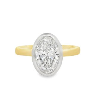 2.10ct Bezel Set Oval Solitaire Lab Grown Diamond Ring in 18ct Gold