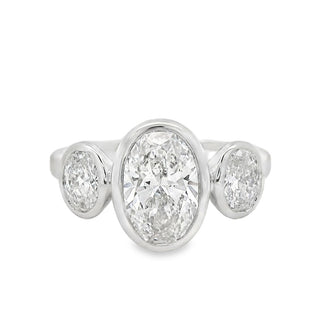 1.59ct Oval Three Stone Bezel Set Lab Grown Diamond Ring in Platinum