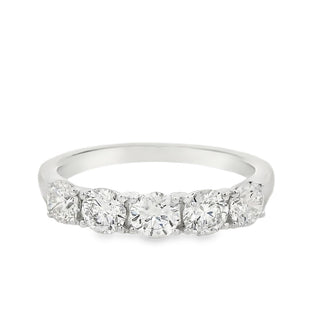 1.00ct Five Stone Round Brilliant Cut Diamond Eternity Ring in Platinum