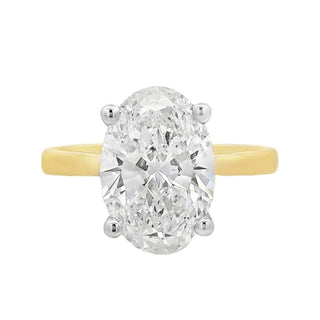 3.08ct Oval Cut Solitaire Lab Grown Diamond Ring in 18ct Yellow Gold