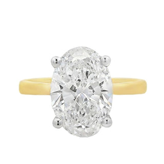 3.08ct Oval Cut Solitaire Lab Grown Diamond Ring in 18ct Yellow Gold