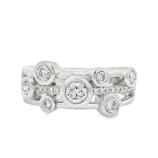 0.58ct Three Row Bezel and Pave Set Diamond Dress Ring in Platinum