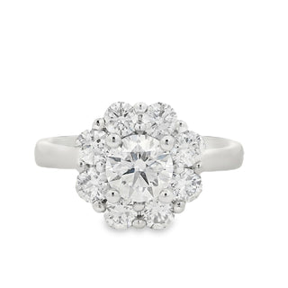 0.70ct E VS2 Brilliant Cut Coronet Halo Diamond Engagement Ring in Platinum