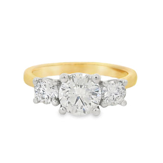 1.01 F VS2 Brilliant Cut Three Stone Diamond Engagement Ring in 18ct Yellow Gold