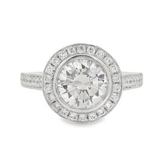 1.79ct I VS1 Round Brilliant Cut Halo Diamond Engagement Ring in Platinum