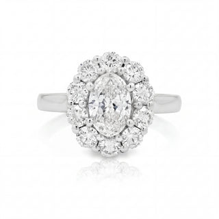 0.71ct E VVS1 Oval Halo Diamond Engagement Ring in Platinum