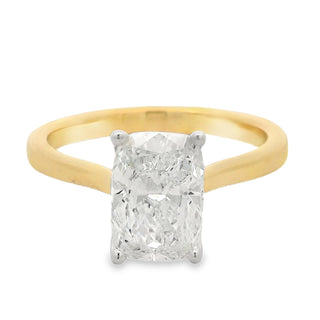 2ct Cushion Cut Solitaire Lab Grown Diamond Ring in 18ct Yellow Gold