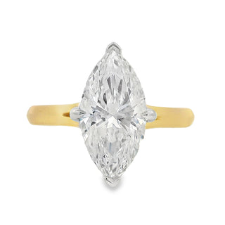2.58ct Marquise Cut Solitaire Lab Grown Diamond Ring in 18ct Yellow Gold
