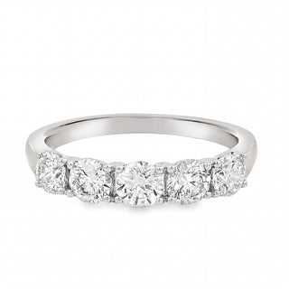 1.00ct Five Stone Round Brilliant Cut Diamond Eternity Ring in Platinum