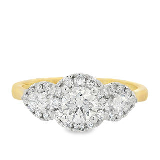 0.81ct Triple Round and Pear Cluster Diamond Dress Ring in 18ct Yellow Gold