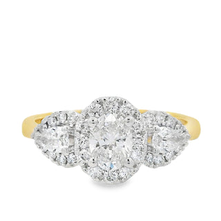 0.81ct Triple Oval and Pear Cluster Diamond Dress Ring in 18ct Yellow Gold
