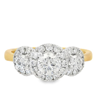 0.81ct Triple Round Cluster Diamond Dress Ring in 18ct Yellow Gold
