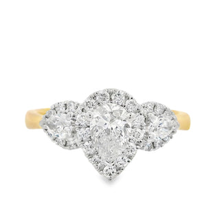 0.81ct Triple Pear Cluster Diamond Dress Ring in 18ct Yellow Gold