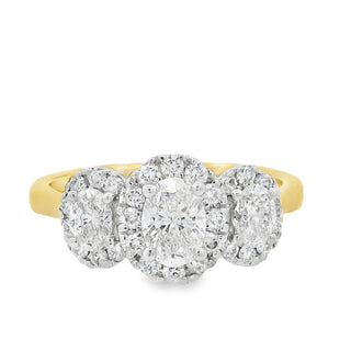 0.96ct Triple Oval Cluster Diamond Dress Ring in 18ct Yellow Gold
